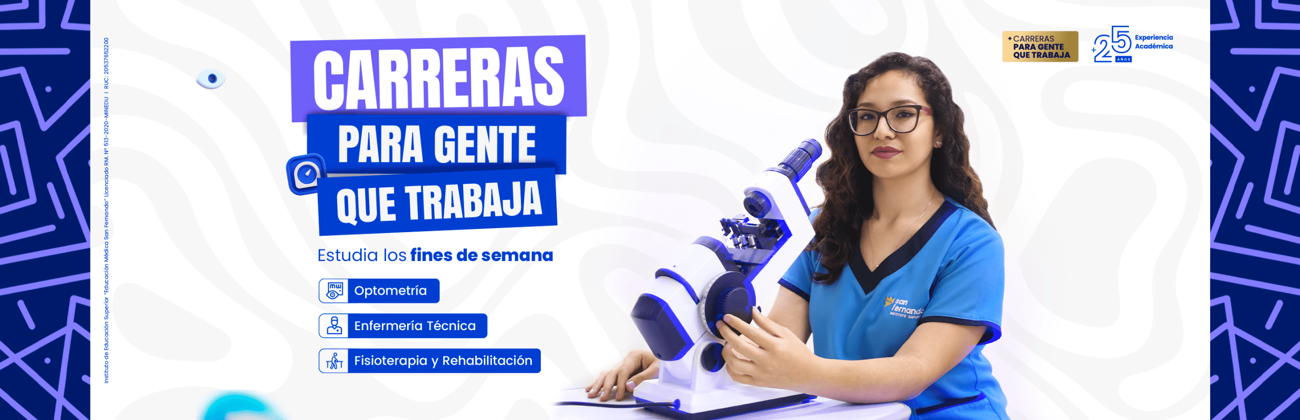 Estudiante carrera de optometria gente que trabajja modalidad de fines de semana instituto san fernando fisioterapia optometria y enfermeria tecnica
