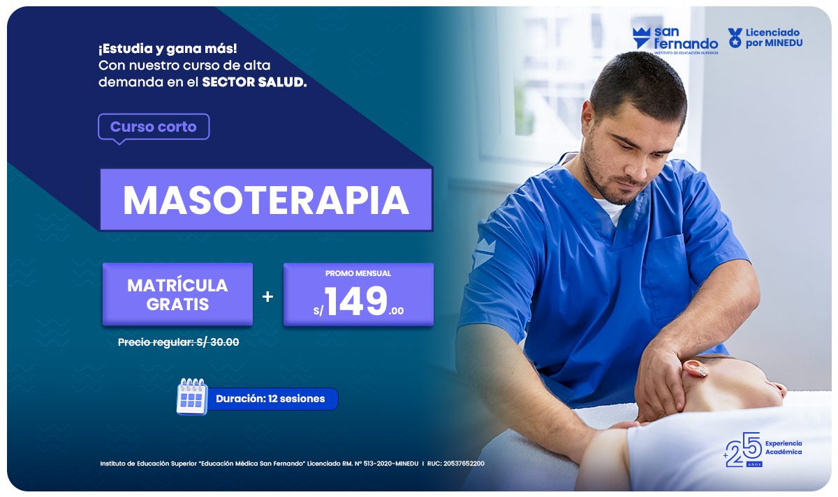Promocion de masoterapia y masajes terapeuticas curso cortos promocion de 149 soles a nivel nacional curso corto sector salud fisioterapia