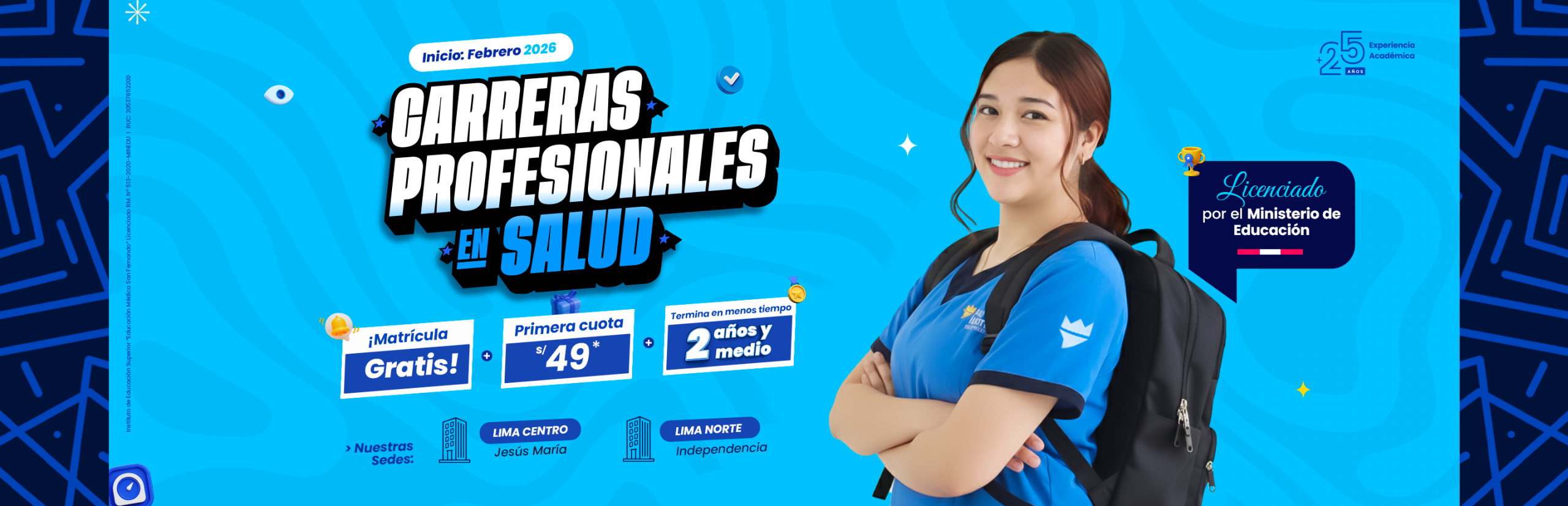 inicio de clase carreras tecnias del 2026 Optometría, Enfermería Técnica, Terapia y Rehabilitación. licenciado por minedu INICIO DE CLASE FEBRERO 2026