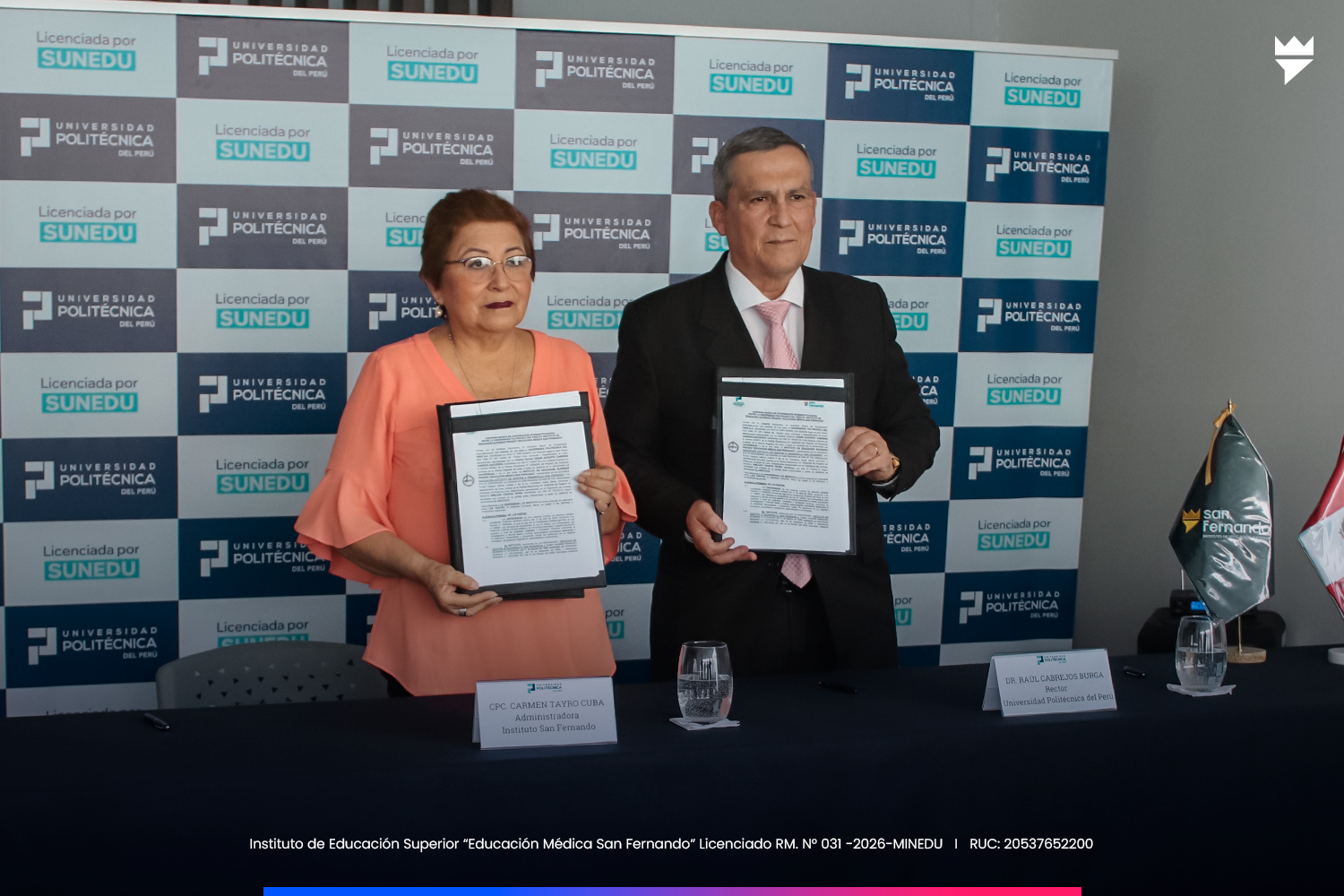 El Instituto San Fernando firma convenio interinstitucional con la Universidad Politécnica del Perú